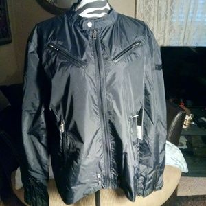 Mens Black Moto Nylon Jacket